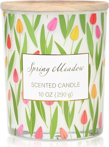 شموع الربيع - هدية شمعة معطرة برائحة التوليب - هدية شموع للنساء والرجال، شمعة برطمان شمع الصويا على شكل زهور كبيرة 10 أونصة in Kuwait