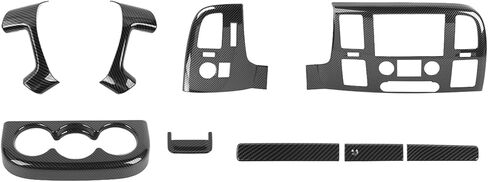 Linskip 9PCS Carbon Fiber Combo Kits Compatible with 2007-2013 Chevy Silverado & GMC Sierra 1500 2500HD 3500HD, Front Dash Console Carbon Fiber Trim Set in Saudi Arabia