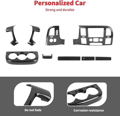 Linskip 9PCS Carbon Fiber Combo Kits Compatible with 2007-2013 Chevy Silverado & GMC Sierra 1500 2500HD 3500HD, Front Dash Console Carbon Fiber Trim Set in Saudi Arabia