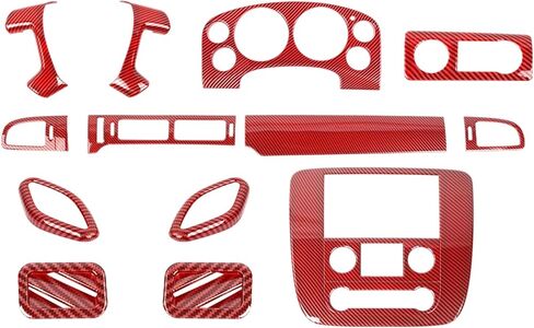 Linskip 9PCS Carbon Fiber Combo Kits Compatible with 2007-2013 Chevy Silverado & GMC Sierra 1500 2500HD 3500HD, Front Dash Console Carbon Fiber Trim Set in Saudi Arabia