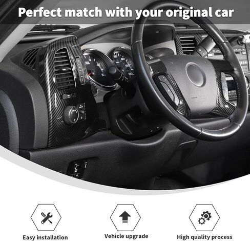 Linskip 9PCS Carbon Fiber Combo Kits Compatible with 2007-2013 Chevy Silverado & GMC Sierra 1500 2500HD 3500HD, Front Dash Console Carbon Fiber Trim Set in Saudi Arabia