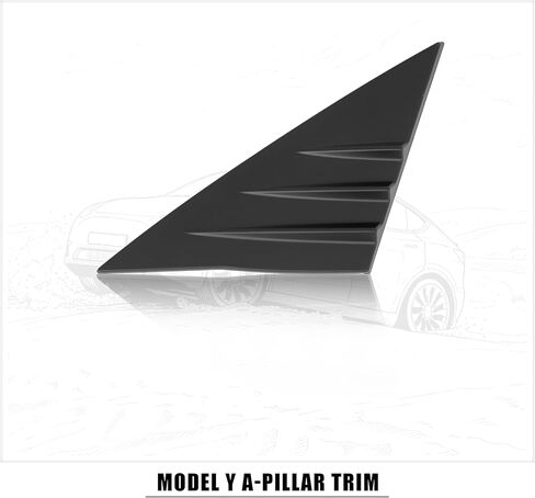 A-Pillar Trim Triangle Window Sticker Compatible with 2020-2025 Tesla Model Y, a Pair of Driver and Passenger Side Trim ABS (Matte Black) in Kuwait