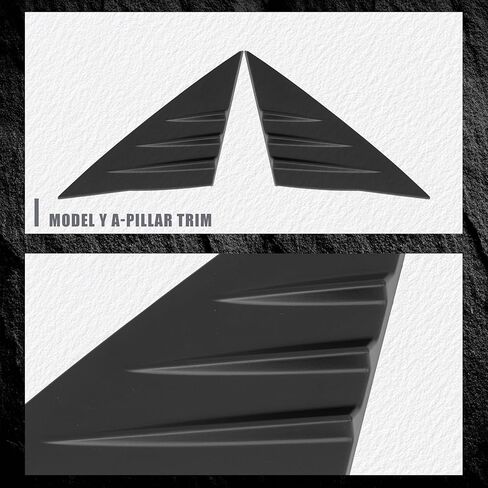 A-Pillar Trim Triangle Window Sticker Compatible with 2020-2025 Tesla Model Y, a Pair of Driver and Passenger Side Trim ABS (Matte Black) in Kuwait