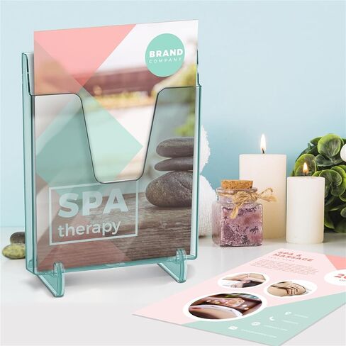 Acrimet Pocket File Holder Vertical Design Brochure Display (for Wall Mount or Countertop Use) (Removable Supports Included) (Letter Size) (Clear Green Color) in Saudi Arabia