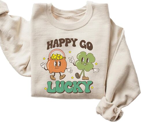 سويت شيرت Retro Happy Go Lucky St Patricks Day، هودي نسائي من Shenanigans in Saudi Arabia