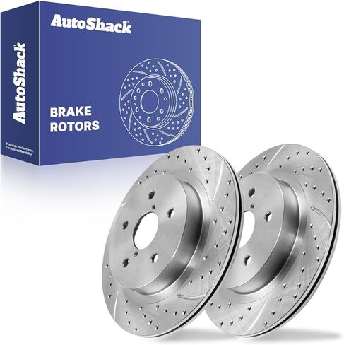 AutoShack 11.81" (300 mm) Rear Vented Drilled & Slotted Brake Rotors Coated | Replacement for 2015-2025 Subaru Outback 2015-2025 Subaru Legacy | Silver Zinc Coated | 2-PC Set | SilverShield Pro in Saudi Arabia