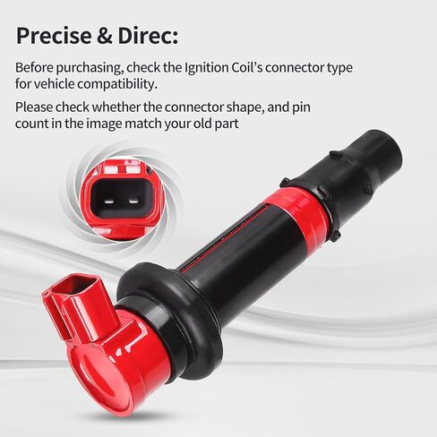 Ignition Coil Pack Fits for R6 YZF-R6 2003-2007, YZF-R6S 2006-2009, YZF-R1 2002-2006, FZ1 2006-2014, Vmax 1700 2009-2016, FZS1 2015 Replace F6T558 2C0-82310-00-00 4PCS Red in Kuwait
