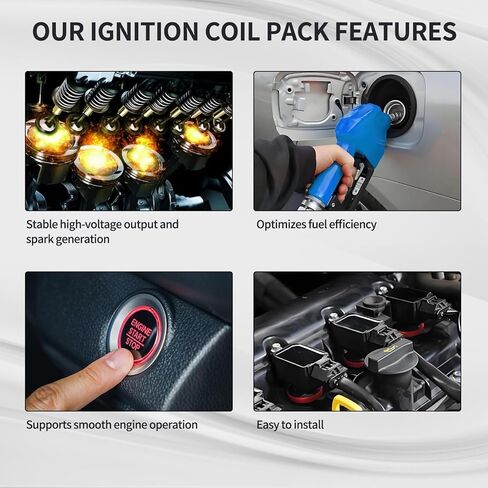 Ignition Coil Pack Fits for R6 YZF-R6 2003-2007, YZF-R6S 2006-2009, YZF-R1 2002-2006, FZ1 2006-2014, Vmax 1700 2009-2016, FZS1 2015 Replace F6T558 2C0-82310-00-00 4PCS Red in Kuwait