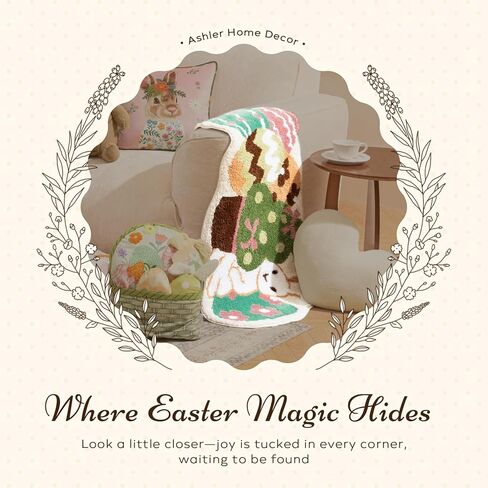 Ashler Easter Bathroom Rug, Egg and Bunny Soft Tufted Absorbent Bath Mat for Easter Decor, Green Area Rugs for Front Door, Living Room Bedroom, Kitchen, 23.5x45IN in Kuwait