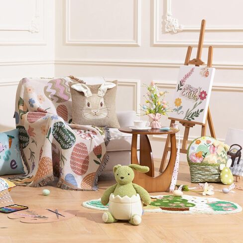 Ashler Easter Bathroom Rug, Egg and Bunny Soft Tufted Absorbent Bath Mat for Easter Decor, Green Area Rugs for Front Door, Living Room Bedroom, Kitchen, 23.5x45IN in Kuwait