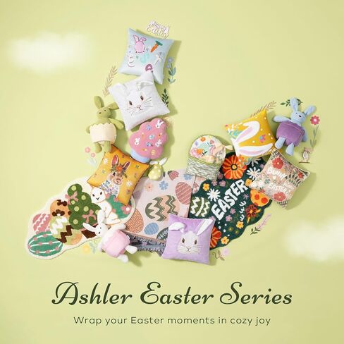 Ashler Easter Bathroom Rug, Egg and Bunny Soft Tufted Absorbent Bath Mat for Easter Decor, Green Area Rugs for Front Door, Living Room Bedroom, Kitchen, 23.5x45IN in Kuwait