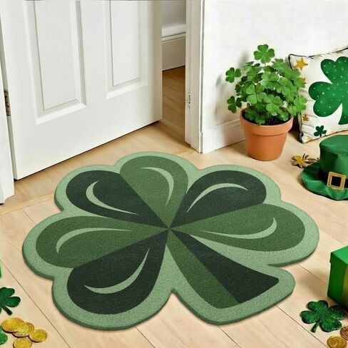 Nuanchu St. Patrick's Day Door Mat Outdoor Decor 28 x 28 Inch Large Shamrock Front Porch Rug Shamrock Welcome Door Mat St Patricks Day Rug Non Slip Entrance Rugs for Home Indoor Outdoor Entryway Decor in Saudi Arabia