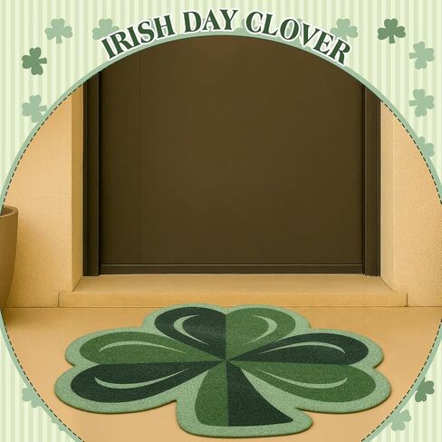 Nuanchu St. Patrick's Day Door Mat Outdoor Decor 28 x 28 Inch Large Shamrock Front Porch Rug Shamrock Welcome Door Mat St Patricks Day Rug Non Slip Entrance Rugs for Home Indoor Outdoor Entryway Decor in Saudi Arabia