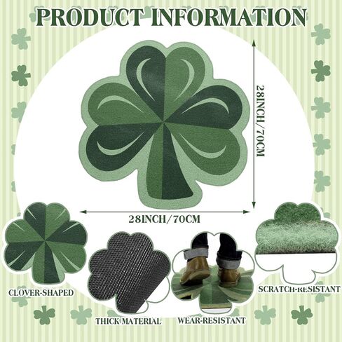 Nuanchu St. Patrick's Day Door Mat Outdoor Decor 28 x 28 Inch Large Shamrock Front Porch Rug Shamrock Welcome Door Mat St Patricks Day Rug Non Slip Entrance Rugs for Home Indoor Outdoor Entryway Decor in Saudi Arabia