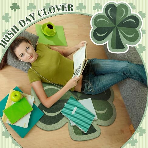Nuanchu St. Patrick's Day Door Mat Outdoor Decor 28 x 28 Inch Large Shamrock Front Porch Rug Shamrock Welcome Door Mat St Patricks Day Rug Non Slip Entrance Rugs for Home Indoor Outdoor Entryway Decor in Saudi Arabia