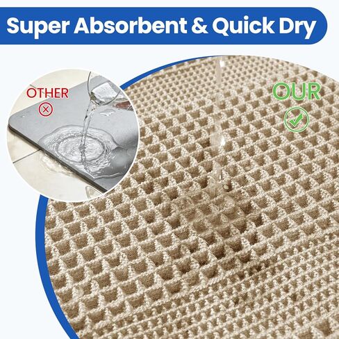 Waffle Bath Mat - Non Slip Bathroom Rugs - Washable Super Absorbent & Quick Dry Bath Mats with Tassels for Hallway Bedroom Laundry Room,17" x 24",Brown in Saudi Arabia