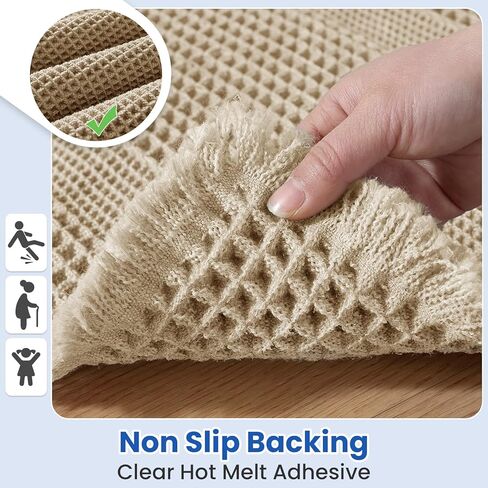 Waffle Bath Mat - Non Slip Bathroom Rugs - Washable Super Absorbent & Quick Dry Bath Mats with Tassels for Hallway Bedroom Laundry Room,17" x 24",Brown in Saudi Arabia