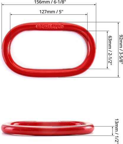 QWORK Oblong Master Link, 1 Pack, 1/2", 4400 lbs, Grade 80 Steel Heavy Duty Chain Lifting Ring, for Lifting and Rigging Applications – Red in Kuwait