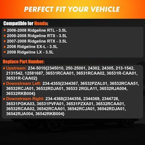 2003-2008 أجهزة استشعار الأكسجين O2 المنبع 234-4368، المصب 234-5010 234-4355 AFR مناسب لـ Acura MDX RL TL، Honda Accord Odyssey Pilot Ridgeline 3.0L 3.2L 3.5L in Saudi Arabia