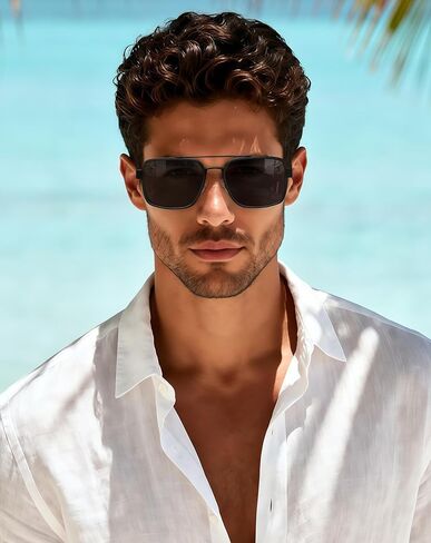 نظارات شمسية Joopin Square Aviator للرجال والنساء نظارات شمسية كلاسيكية مستقطبة للحماية من الأشعة فوق البنفسجية وظلال جسر مزدوج in Kuwait