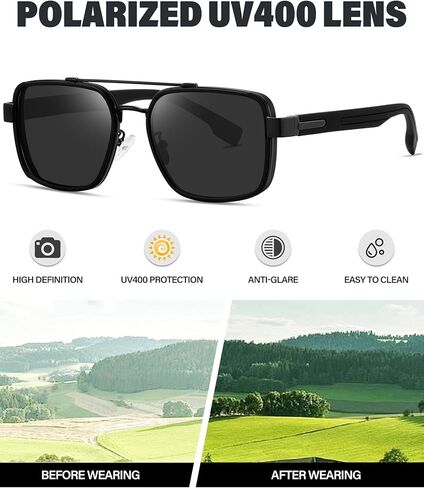 نظارات شمسية Joopin Square Aviator للرجال والنساء نظارات شمسية كلاسيكية مستقطبة للحماية من الأشعة فوق البنفسجية وظلال جسر مزدوج in Kuwait