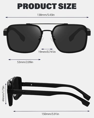 نظارات شمسية Joopin Square Aviator للرجال والنساء نظارات شمسية كلاسيكية مستقطبة للحماية من الأشعة فوق البنفسجية وظلال جسر مزدوج in Kuwait