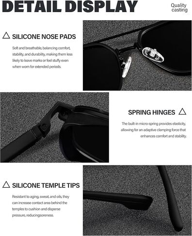 نظارات شمسية Joopin Square Aviator للرجال والنساء نظارات شمسية كلاسيكية مستقطبة للحماية من الأشعة فوق البنفسجية وظلال جسر مزدوج in Kuwait