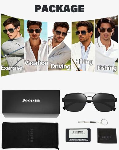 نظارات شمسية Joopin Square Aviator للرجال والنساء نظارات شمسية كلاسيكية مستقطبة للحماية من الأشعة فوق البنفسجية وظلال جسر مزدوج in Kuwait