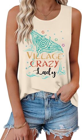 JINTING Village Crazy Shirt Summer Tank Tops Vacation Sleeveless Tops for Women Letter Graphic Tank Top in Kuwait