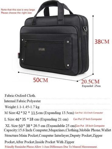 حقيبة كمبيوتر محمول 16 17 19 بوصة، حقيبة قابلة للتوسيع، كمبيوتر للرجال والنساء، كتف، أعمال العمل (16.5 × 12.6 × 4.5 بوصة) in Kuwait