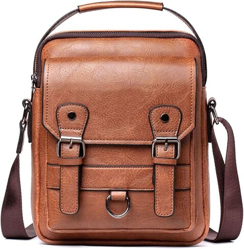 Men’s Messenger Bag - Waterproof Laptop Briefcase, Shoulder for Office, College, Business Computer Bag(Brown) in Kuwait