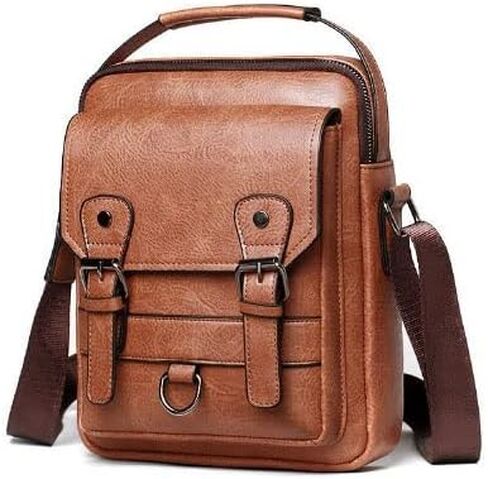 Men’s Messenger Bag - Waterproof Laptop Briefcase, Shoulder for Office, College, Business Computer Bag(Brown) in Kuwait
