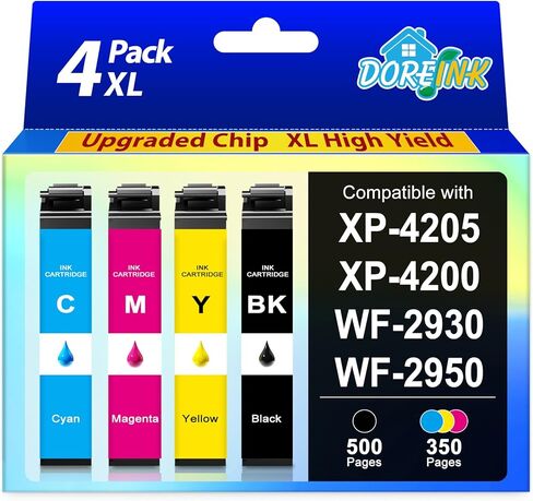 232XL Ink Cartridge Remanufactured for 232XL 232 XLCombo Pack Compatible with WF-2930 WF-2950 XP-4200 XP-4205 Printers, Black Cyan Magenta Yellow 4 Pack in Kuwait