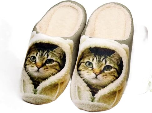 Womens Cat Silent Slippers For House Elastic Comfy Fuzzy Soft Plush Winter Wool Warm Anti-Skid Sole Lined Indoor Home Mens Slip-On Animal Thin Bedroom Shoes in Saudi Arabia