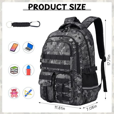 School Backpack for Boys - Camo Boys Backpack for Elementary Middle School - 18" Large Capacity Camouflag Students Bookbag with Multiple Pockets,Usb Charging Port & Key-chain in Saudi Arabia