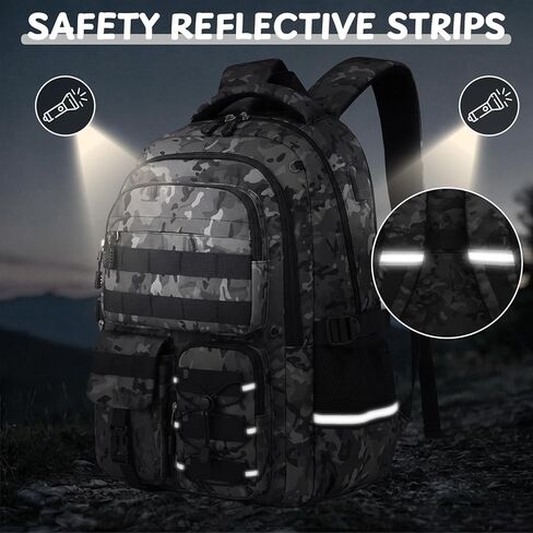 School Backpack for Boys - Camo Boys Backpack for Elementary Middle School - 18" Large Capacity Camouflag Students Bookbag with Multiple Pockets,Usb Charging Port & Key-chain in Saudi Arabia