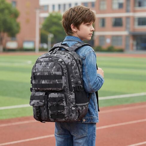 School Backpack for Boys - Camo Boys Backpack for Elementary Middle School - 18" Large Capacity Camouflag Students Bookbag with Multiple Pockets,Usb Charging Port & Key-chain in Saudi Arabia