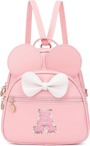 KouLi Buir Mini Backpack Purse for Girls Initial Bowknot Toddler Cute Small Convertible Shoulder Bag Personalized Kids Gift (A, Pink) in Saudi Arabia