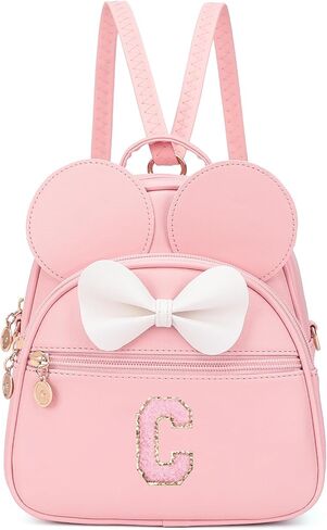 KouLi Buir Mini Backpack Purse for Girls Initial Bowknot Toddler Cute Small Convertible Shoulder Bag Personalized Kids Gift (A, Pink) in Saudi Arabia