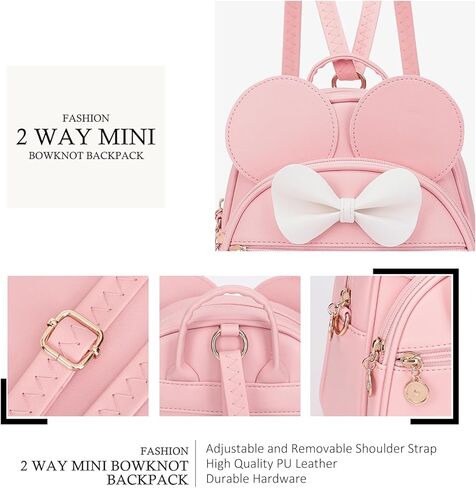 KouLi Buir Mini Backpack Purse for Girls Initial Bowknot Toddler Cute Small Convertible Shoulder Bag Personalized Kids Gift (A, Pink) in Saudi Arabia