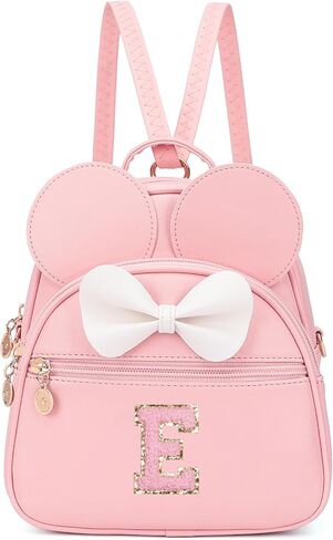 KouLi Buir Mini Backpack Purse for Girls Initial Bowknot Toddler Cute Small Convertible Shoulder Bag Personalized Kids Gift (A, Pink) in Saudi Arabia