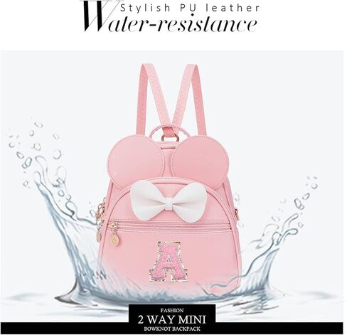 KouLi Buir Mini Backpack Purse for Girls Initial Bowknot Toddler Cute Small Convertible Shoulder Bag Personalized Kids Gift (A, Pink) in Saudi Arabia
