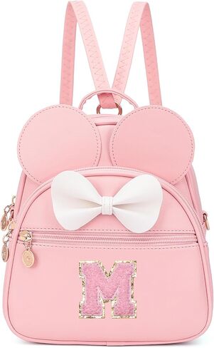 KouLi Buir Mini Backpack Purse for Girls Initial Bowknot Toddler Cute Small Convertible Shoulder Bag Personalized Kids Gift (A, Pink) in Saudi Arabia