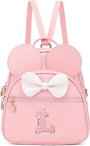 KouLi Buir Mini Backpack Purse for Girls Initial Bowknot Toddler Cute Small Convertible Shoulder Bag Personalized Kids Gift (A, Pink) in Saudi Arabia