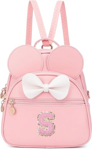 KouLi Buir Mini Backpack Purse for Girls Initial Bowknot Toddler Cute Small Convertible Shoulder Bag Personalized Kids Gift (A, Pink) in Saudi Arabia