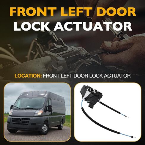مشغل قفل مزلاج الباب الجانبي للسائق لـ RAM ProMaster Cargo Van 1500 2500 3500 2014-2018 مشغل قفل الباب الأيسر الأمامي، يستبدل 68232439AA 68232439AB in Kuwait