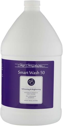 Chris Christensen SmartWash50 Whitening & Brightening Ultra Concentrated Dog Shampoo, Makes up to 50 Bottles, Groom Like a Professional, Lavender Fragrance, Made in USA, 1 gal in Kuwait