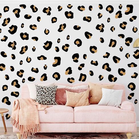 12 Sheets 348 Pcs Leopard Print Wall Decals - Cheetah Print Wallpaper for Bedroom, Living Room, Classroom Decoration in Saudi Arabia