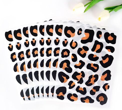 12 Sheets 348 Pcs Leopard Print Wall Decals - Cheetah Print Wallpaper for Bedroom, Living Room, Classroom Decoration in Saudi Arabia