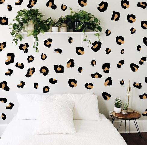 12 Sheets 348 Pcs Leopard Print Wall Decals - Cheetah Print Wallpaper for Bedroom, Living Room, Classroom Decoration in Saudi Arabia
